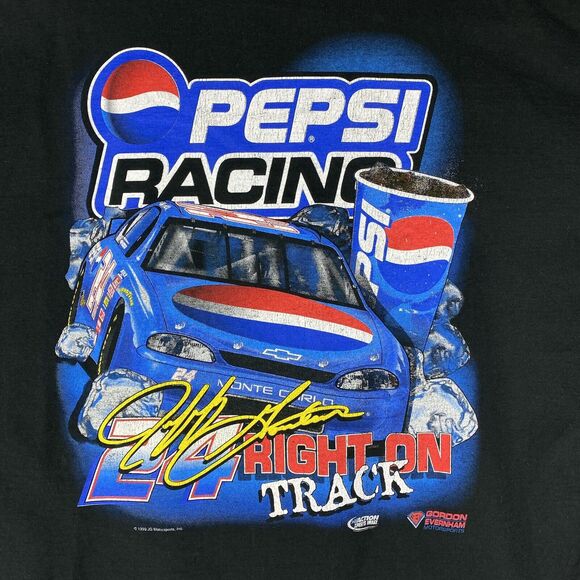 Vtg Chase T Shirt Size XL Black Jeff Gordon 24 Pepsi Right On Track Double Sided - Picture 10 of 16